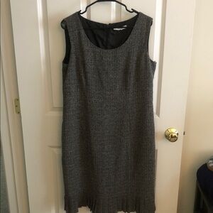 dressbarn Gray Sleeveless Shift Dress with Fringe Hem